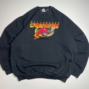 Vintage Pittsburgh Crossfire Lacrosse Sweatshirt Black Crewneck Devil Fire XXL
